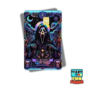 Ghost Face Tarot Credit Card Skin - Vinyl Sticker for debit cards, Waterproof, Glossy or Holographic - Easy to apply funny card sticker credit card