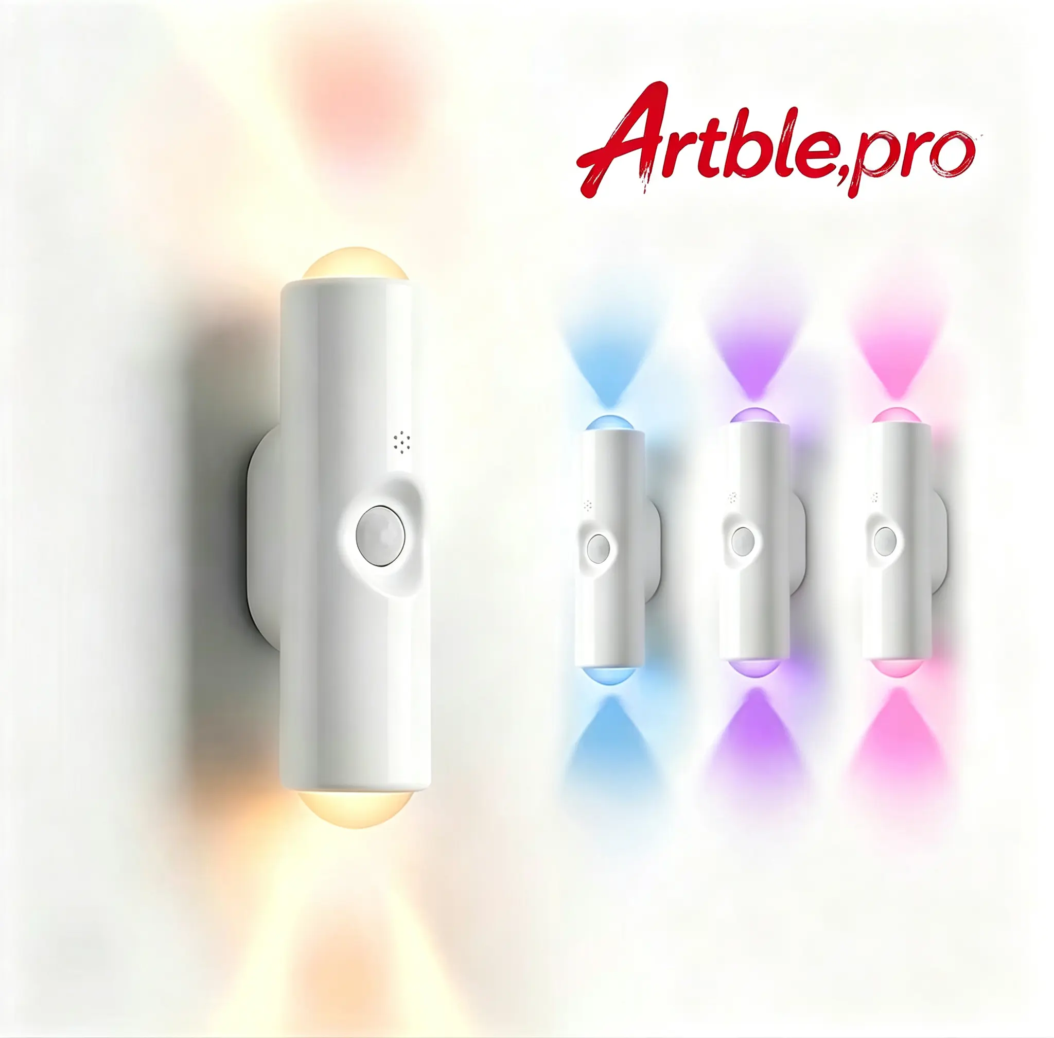 ARTBLEPRO 1/2/4pcs RGB Adjustable Smart Motion Sensor Wall Light | LED Motion Sensor Light, White USB Rechargeable Bedside Night Light for Bedroom, Corridor, Staircase, Office Ambient Lighting