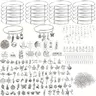 Unisex Beginners DIY Beadable Jewelry Craft Kit - 357-Piece Set with 20 Expandable Bracelets (65mm/2.6in), 107 Silvery Bangle Charms, 30 Earring Hooks, 200 6mm/0.2in Jump Rings, Bead Mix, Metal Parts, Anklet, Holiday Gift