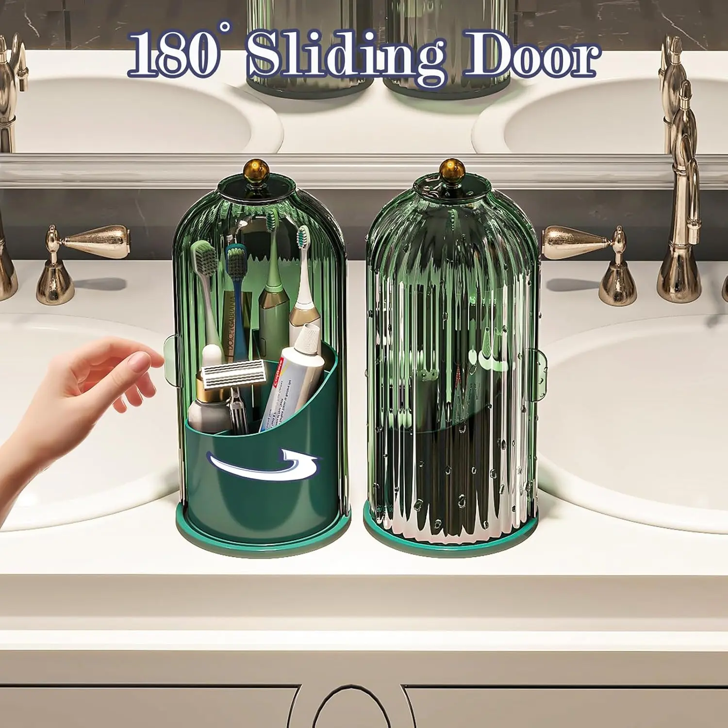 Dustproof Toothbrush Holders with Cover Rotating Electric Toothbrush Toothpaste Holder Bathroom makeup Countertop 4 Slots Vanity Organizer valentines gift ideas Valentine gifts for bf boyfriend back to school