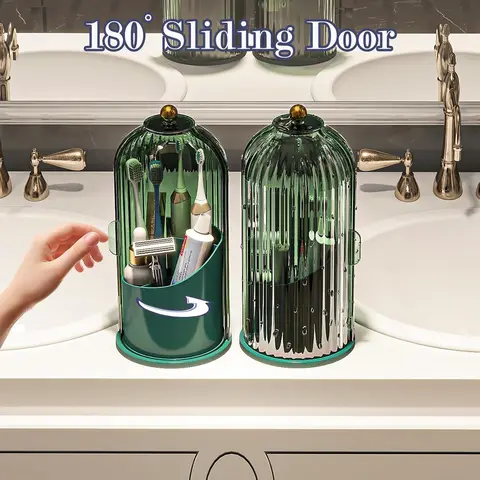 Dustproof Toothbrush Holders with Cover Rotating Electric Toothbrush Toothpaste Holder Bathroom makeup Countertop 4 Slots Vanity Organizer valentines gift ideas Valentine gifts for bf boyfriend back to school