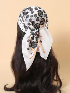 Ditsy Floral Print Square Head Scarf, Fashionable Hair Accessories for Women & Girls, Casual Versatile Scarf for Daily Wear
