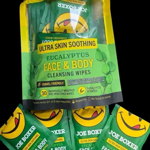 Joe Boxer Ultra Skin Soothing Eucalyptus Face & Body Cleansing Wipes Travel Friendly Boosts Circulation Reduces Inflammation