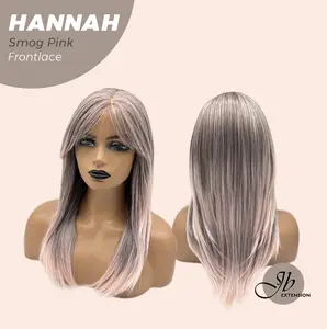 JBEXTENSION 20 Inches Pre-Cut Frontlace Glueless Wig with Bangs HANNAH