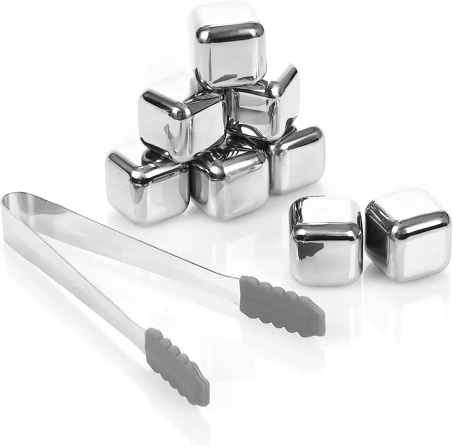 [fathersdaygiftideas]Stainless Steel Whiskey Stones (8-Pack) - Freezer-Safe Reusable Ice Cubes for Drinks, Boxed Bundle for Adults' Birthday Gifts for Boyfriend, Home & Festive Supplies for Bourbon, Scotch, Gin, Cooling Drinks