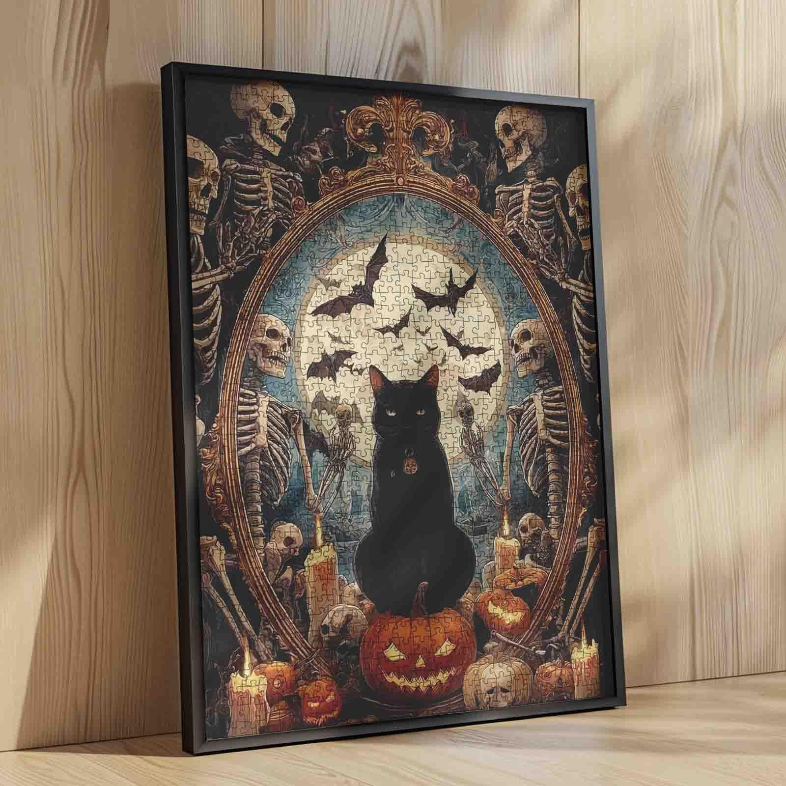 Tucocoo Gothic Halloween Cottage 1000 Pieces Jigsaw Puzzle Enchanted Witch House Autumn Pumpkin Garden Black Cat Fantasy Art for Adults, Family Game Night, Stress Relief, Relaxation, Brain Challenge, Wall Decor Gift for Women Seniors, 27.5x20inch(70x50cm)