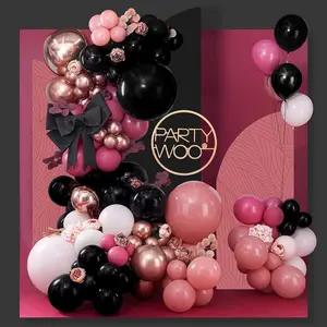 PartyWoo Black Gold White Metallic Latex Rubber Balloons Kit, 140-Piece Set with 18/12/10/5-Inch Sizes for Balloon Arch Backdrop, Birthday Party Decorations
