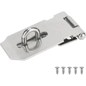 Stainless Steel Hasp Latch, Heavy Duty Hardware Padlock Latch Can Be Used on Gates, Bedroom Doors, Cabinets, Sheds, 3 Inch Safety Door Hasp Latch Lock Comes with Screws, Silver, 1 Pack KIMIWISE