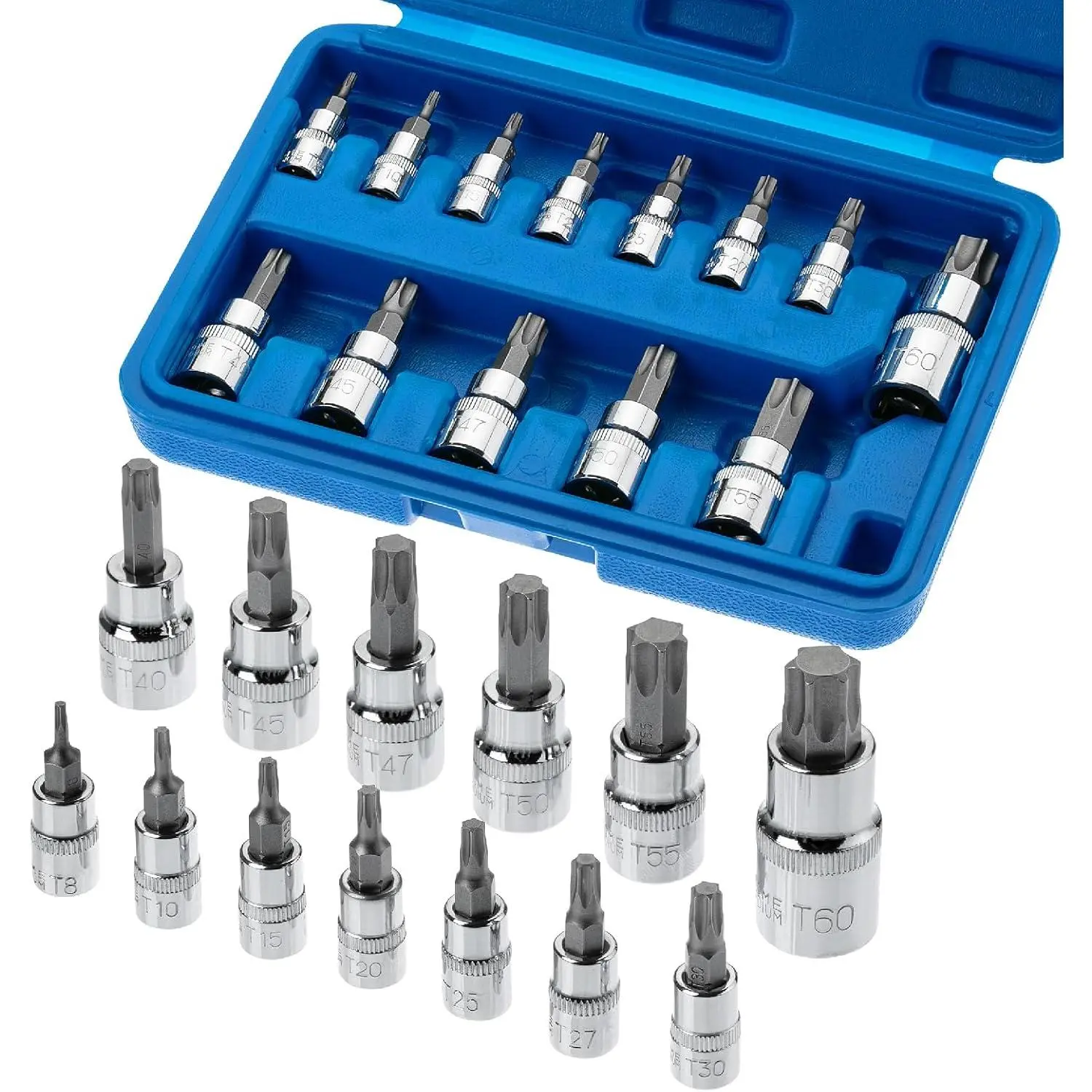 Torx Bit Set - 13 count Socket Set, T8-T60,  & Torx Bits