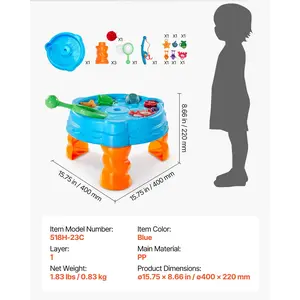 VEVOR Water Table for Toddlers, Kids Activity Sensory Table, Fish 'n Splash Water Playset with 9PCS Toy Accessories, Summer Water Activity Table with Fishing Game Set for 3+ Years Boys Girls