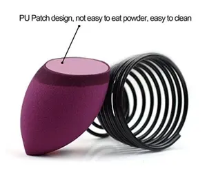 Purple Make Up Sponge with Holder for Flawless Foundation Application - Dual-Use Tool for Wet and Dry Makeup Products - Color