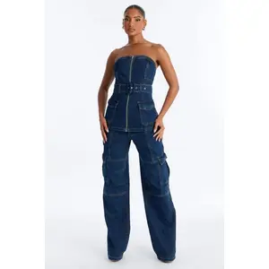 Kenny Denim Strapless Pant Set - Denim V