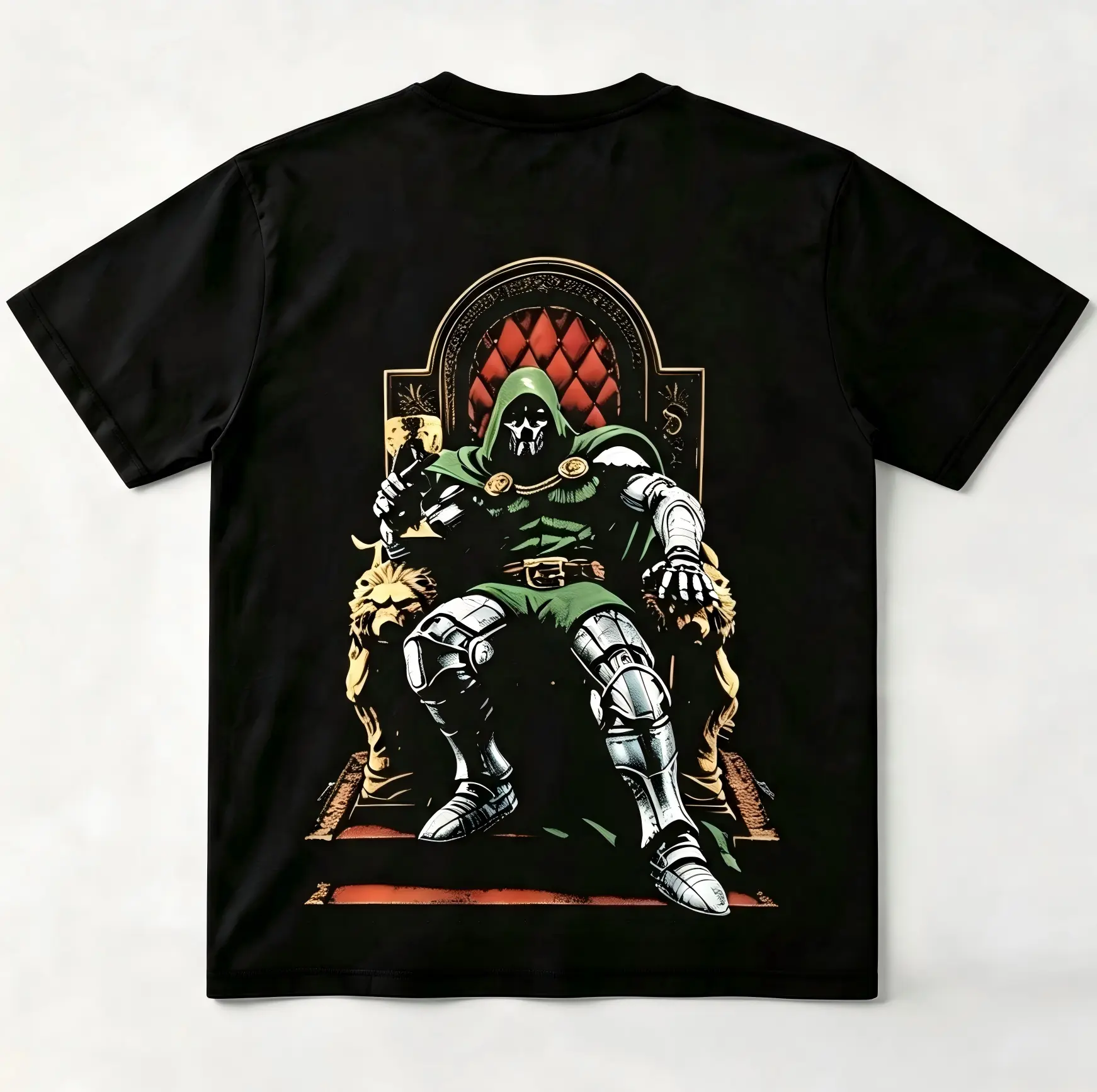 Dr Doom Double Sided Graphic Tee Vintage Washed Oversized Streetwear Heavy Cotton Unisex Casual Top Perfect Gift For Supervillain Comic Fans And Grunge Style Lovers