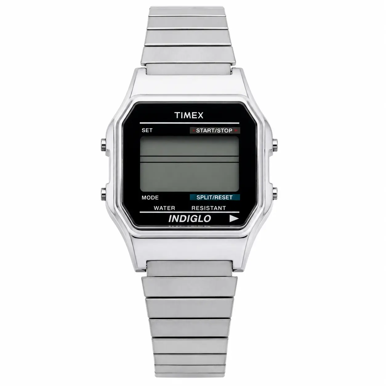 Vintage Timex Indiglo Digital Watch - Silver-Tone Expansion Band - Requires a Battery