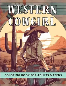 Western Cowgirl Coloring Book for Adults & Teens: An Exciting Creative Journey into The World of the Wild West, Desert Landscapes