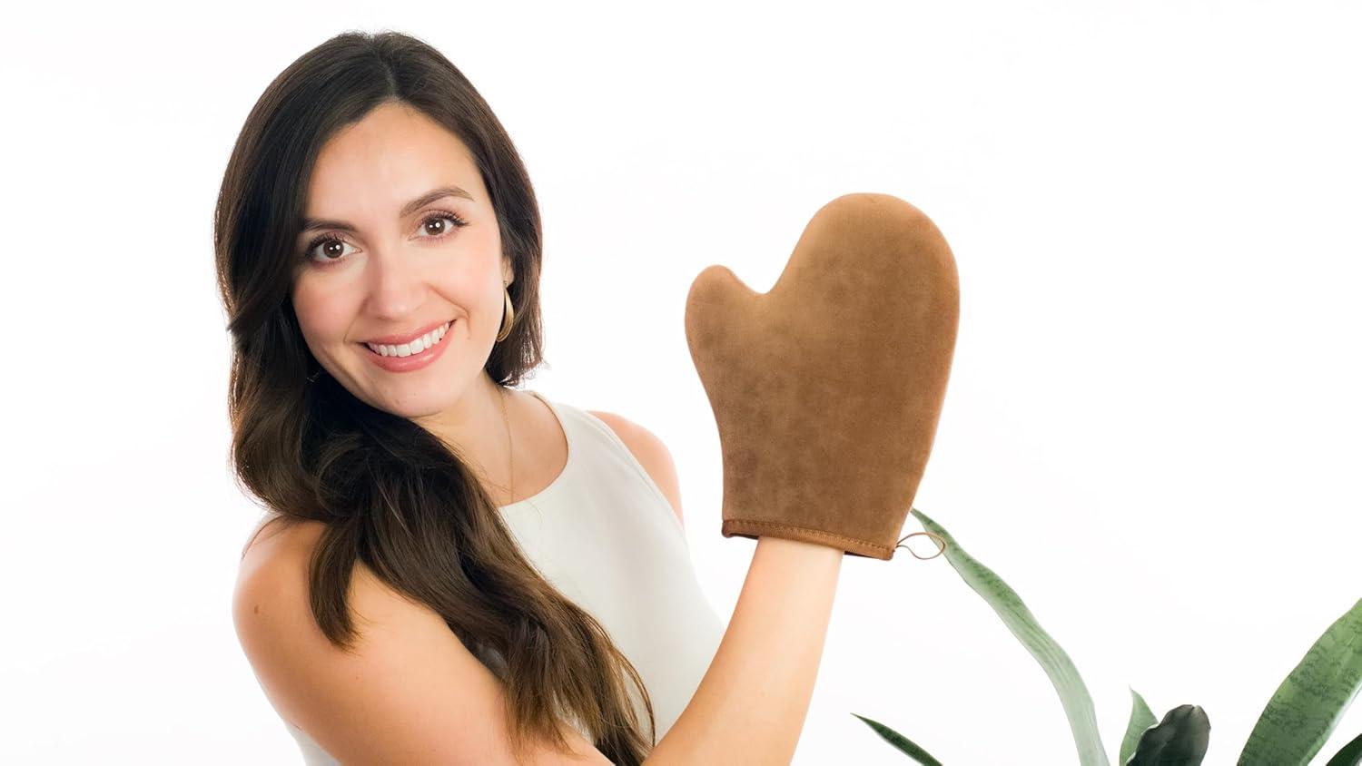 Self Tanning Mitt Applicator With Thumb – Ultra Soft Self Tanner Mitt for Applying Tanning Mousse or Lotion – Machine Washable & Reusable Sunless Tanning Glove for Streak-Free Tan