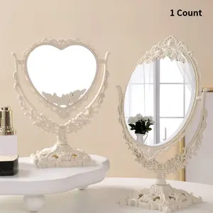 Elegant Vintage Palace Style Standing Makeup Mirror, Decorative Mirror, 360° Rotating, Perfect for Bedroom and Dormitory, Enhance Your Beauty Routine