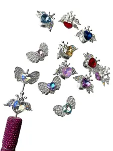 5/10 Counts Random Color Crown & Wings Design Beads, Fashionable Artificial Crystal Decor Beads for DIY Jewelry Making, Trendy All-match & Exquisite DIY Jewelry, Crystal Diy Charms