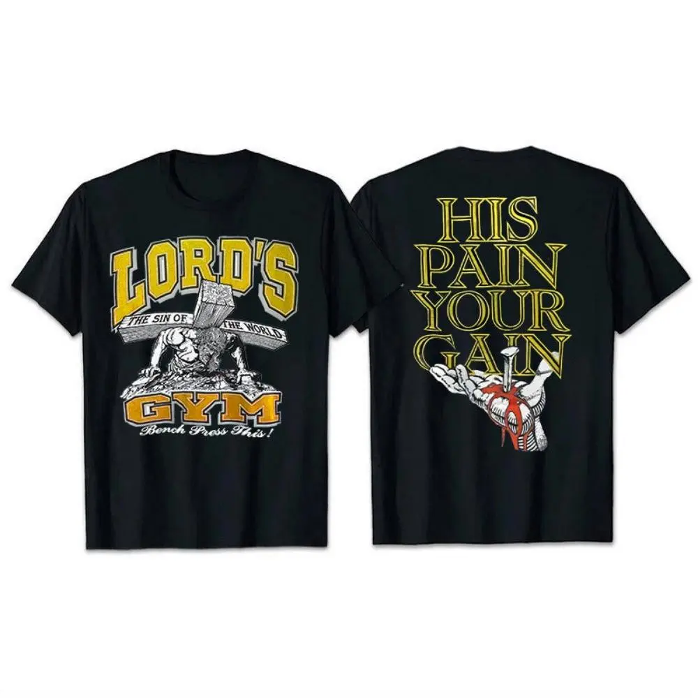 Women's Graphic T-Shirt, Vintage God's Gym Print 100% Cotton Top, Casual Loose-Fit Short Sleeve Crew Neck, Shortsleeve, Tshirt, Solid, Graphic Print