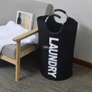 Foldable Waterproof Laundry Basket with Aluminum Handle, Durable Storage Solution for Bathroom & Home Use, Ideal for Organizing Dirty Clothes