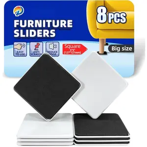 8 count Large Square Furniture Sliders for Hardwood Floors & Carpet-5"  Heavy Duty Furniture Movers Sliders,Floor Protectors & Chair Glides for  Floors Tile Move Heavy Furniture Easy-Gray