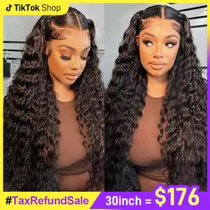 【HOT】FORGIRL FOREVER 13x6 Water Wave Lace Frontal Wig 180% Density Straight Human Hair Lace Front Wig Pre plucked Deep Curly Wave Wig For Women