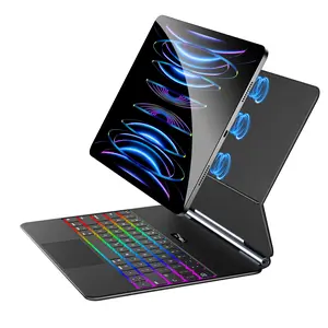 Jibrealg Keyboard Case for for iPad Air 13"(M3/M2)，iPad Pro 12.9"(6th/5th/4 th/3rd Gen) NOT for 1st/2nd Generation,Shockproof Tablet Cover, Auto Wake/Sleep (Black/White)