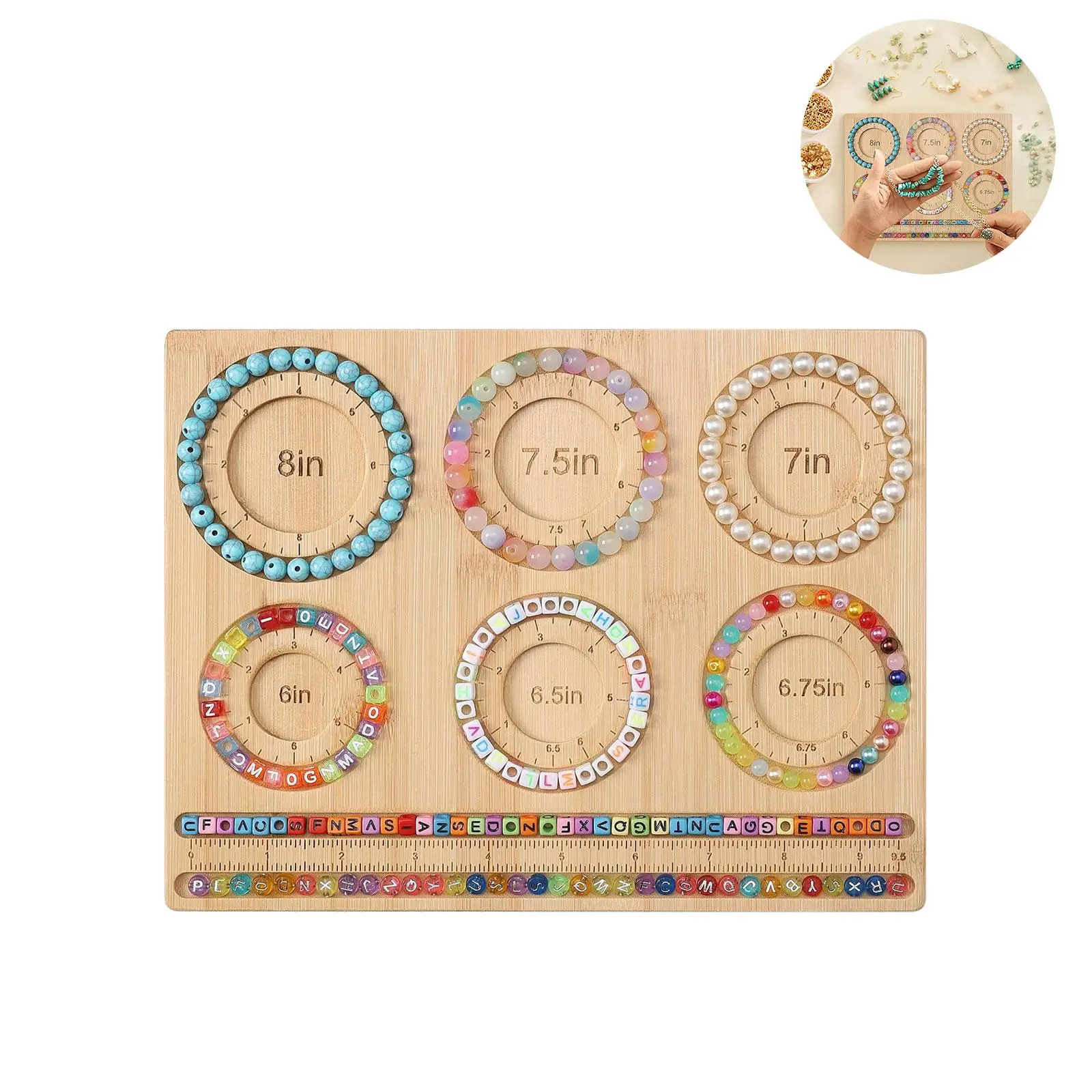 Wooden Beading Board, 1 Count Jewelry Design Size Board, DIY Jewelry Making Tray, Jewelry Making Supplies for Bracelet & Necklace Making