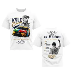 Kyle Busch Tribute Shirt, Thank You For The Memories NASCAR Tee, Vintage 18 M&Ms Racing Graphic T-Shirt, Forever A Legend Fan Gift