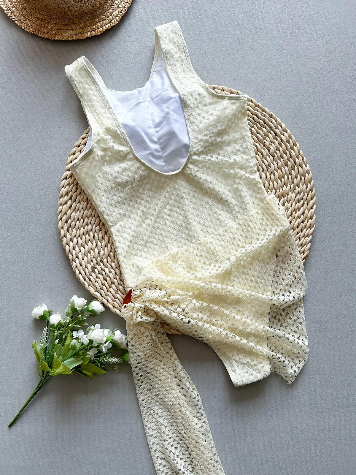 Bikini With Long Skirt Women Swimsuits Female Swimwear Backless Bathing Suit Mesh Swimming Suits Beachwear Biquini