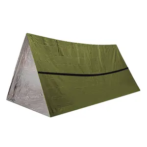Waterproof Windproof Foldable Thermal Tent, Triangular Design Emergency Warm Tent, Lightweight Film Living Tent for Outdoor Hiking, Camping Accessories, Camping & Hiking Equipment, Music Festival Accessories, Christmas Gift, Windproof Folding Tent