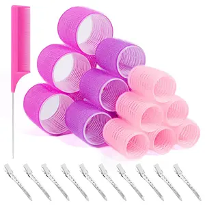 29 PCS Hair Roller Set Hair Curlers, Rollers for Hair Blowout Look with Stainless steel Clips Jumbo Large Medium Hair Curlers for Short Long Hair