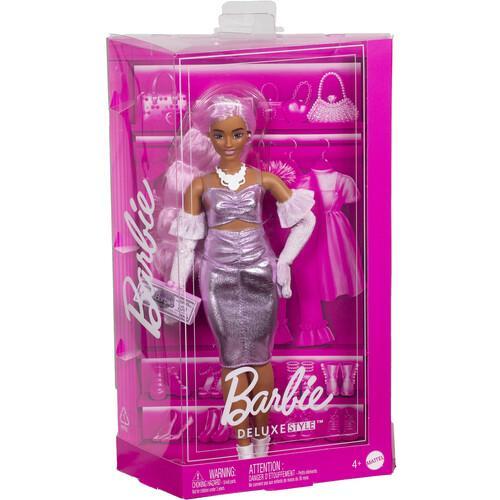 Mattel - Barbie Deluxe Style with Pink Hair and Metallic Pink Dress with Accessories  [Collectible Figurine/Statue/Bust] Paper Doll