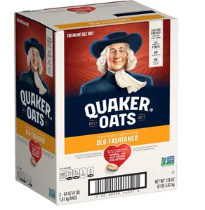 Quaker Old Fashioned Rolled Oats, Non GMO Project Verified, Two 64oz Bags in Box, 90 Servings, 4 Pound (Pack of 2)