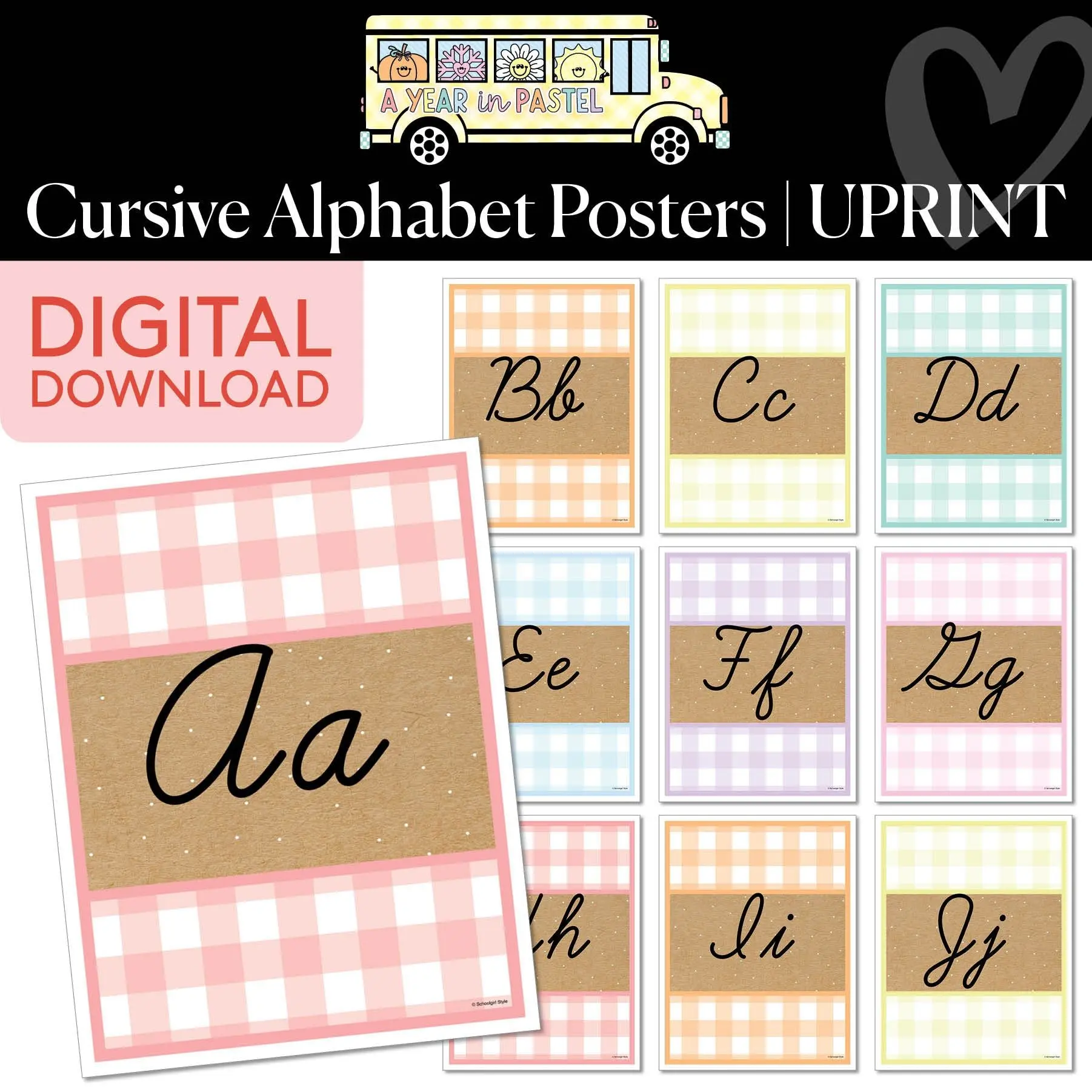 Printable Cursive Alphabet Posters | A Year In Pastel