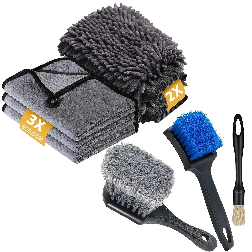 8PCS Car Cleaning Kit, Car Detailing Kit Interior Cleaner, Long Bristle Horse Hair Leather Cleaning Brush, Car Detailing Brushes, Microfiber Cloth, Car Cleaning Supplies for Interior