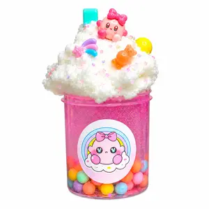 Kawaii Candyland Handmade Hybrid Clear Cloud Slime – Glossy Slime with Charm Packet & Cloud Whip Topping, Unscented Sensory Stress Relief Toy