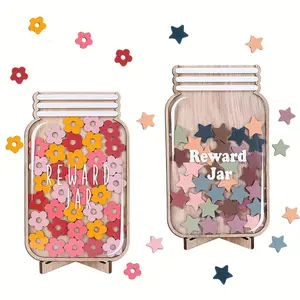 36 Wooden Star Reward Jars, Bohemian Star Paper Cut Positive Incentive Behavior, Reward System for Teachers and School Classroom Supplies, Classroom Decoration