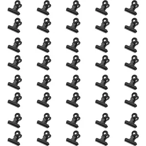 40 Pack Metal Clips 0.87 Inch Small Bull Binder Paper Clips for Picture Photo Crafts  Bags  Office Supplies(Black)
