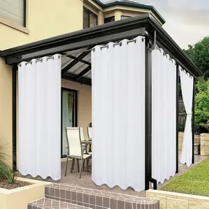 Outdoor Curtains for Patio Waterproof Premium Thick Privacy Weatherproof Grommet Outside Curtains for Porch Gazebo Deck 1 Panel 54W x 84L inch White Solid Polyester Fabric with Rust Proof Eyelets