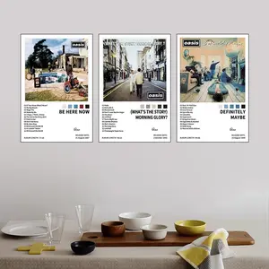 3-piece set featuring Oasis/Be Here Now/Definitely Maybe modern hip-hop style, artwork, Hanging wall art, perfect for album covers and posters, ideal for bedrooms, living rooms, wall art, room decor, fall décor, and frameless decorations