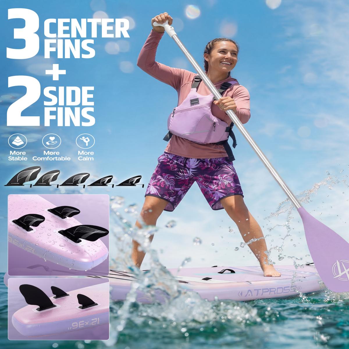 [Summervibes]12'×36" Inflatable Stand Up Paddle Board, 500LBS Extra Wide Capacity, Premium SUP with Kayak Seat for Advanced Paddlers, Fishing, Yoga & Kayaking, Non-Slip Stable Deck, Complete Accessories Kit with Backpack