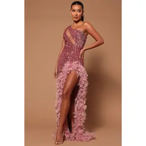 Esme Sequin Feather Maxi Dress - Pink Esme Sequin Feather Maxi Dress - Pink