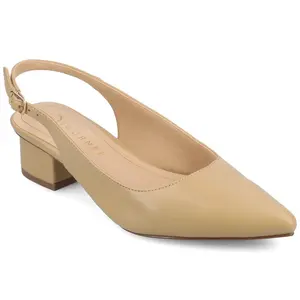 Journee Women's Sylvia Medium and Wide Width Pumps, Tan PU 9