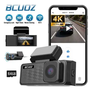 BCUOZ Dash Cam Front Rear, 4K/2.5K Full HD Dash Camera for Cars, Included 64GB Card, Built-in Wi-Fi GPS,  Night Vision, 170°Wide Angle, WDR, 24H Parking Mode