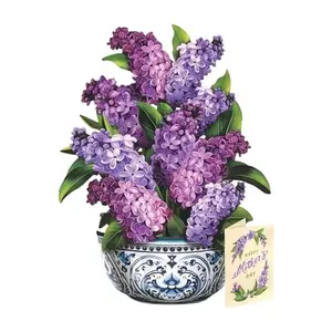 Freshcut Paper Mother's Day Garden Lilacs Pop Up Cards, 12 Inch Life Sized Forever Flower Bouquet 3D Popup Greeting Card, Birthday Cards, Mother's Day Card, Blank Notecard & Envelope
