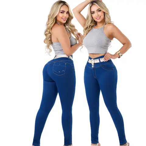 Women's LIANA Colombian Denim Bottoms - Casual Above-the-Ankle Jeans with Button Closure