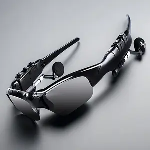 Wireless Smart Glasses Headset with Built-in Condenser Mic, USB Type-C Charging, Active Noise Cancellation, 10W Max Power, Ideal for Driving & Work Black Button Port Wearable Plastic Rechargeable
