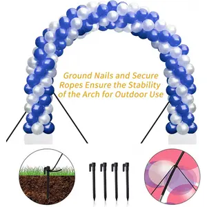 RUBFAC Balloon Arch Kit, 8ft Tall & 9ft Wide Adjustable Balloon Arch Frame Stand with 2 PVC Bases,2 Water Fillable Bags, 50pcs Balloon Clips for Wedding Party Baby Shower Supplies Christmas Decoration