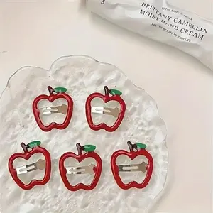 Set of 5 cute candy-colored hollow apple hair clips — fashionable and adorable hair clips